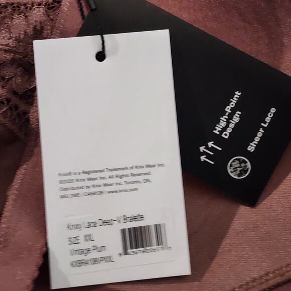 Knix Deep V Lace Bralette Vintage Plum XXL NWT - Picture 7 of 7